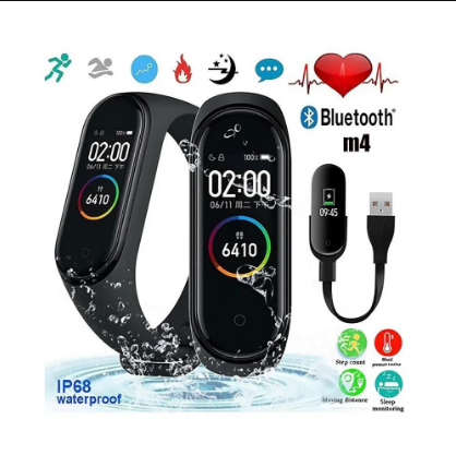M4 Fitness Bracelet OLED Color টাচ স্ক্রিন স্মার্ট রিস্টব্যান্ড Global Version - ব্ল্যাক
