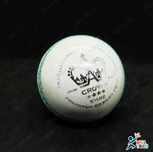 KS ক্রিকেট বল হ্যান্ড স্টিচড টেস্ট বল প্র্যাকটিস ক্রিকেট বল indoor cricket ball - Unsurpassed Quality (cricket_ball_ks_crown_white)