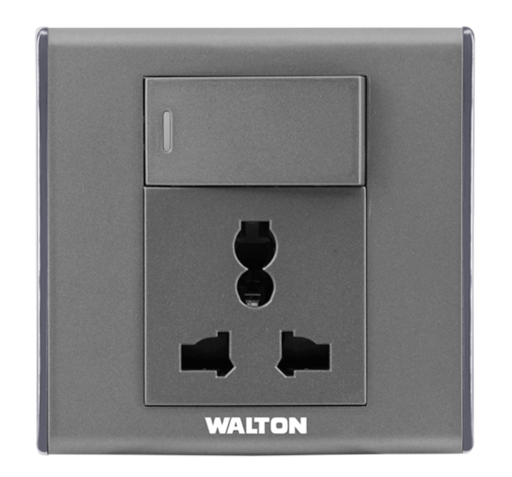 মেটালিক সিলভার/ব্লাক/গোল্ড (A8 সিরিজ) DS-EE-111-3Pin-Socket-&-Switch